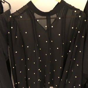 Ann Taylor black and gold top.